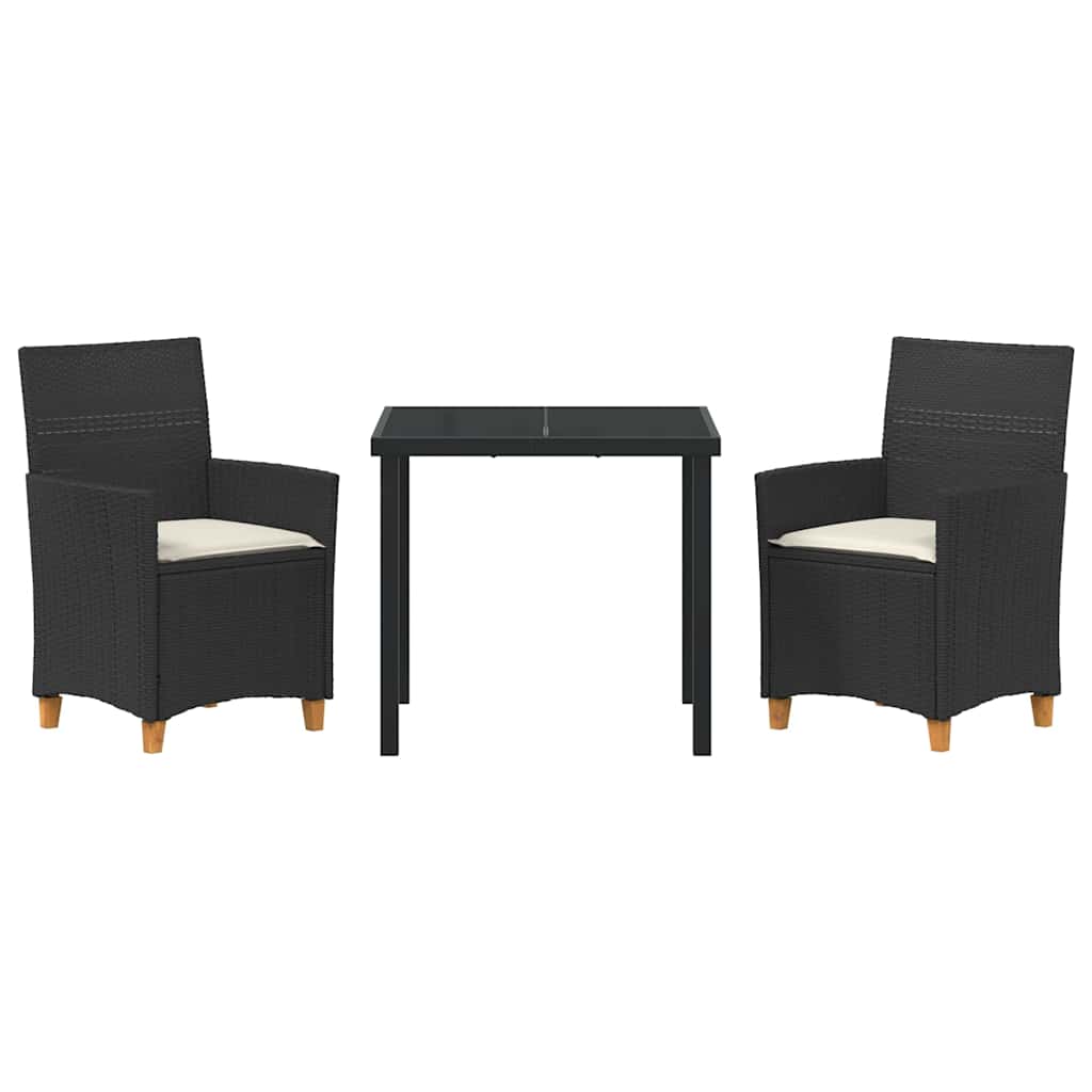 Have Spisebordssæt 3 pcs Sort polyrattan