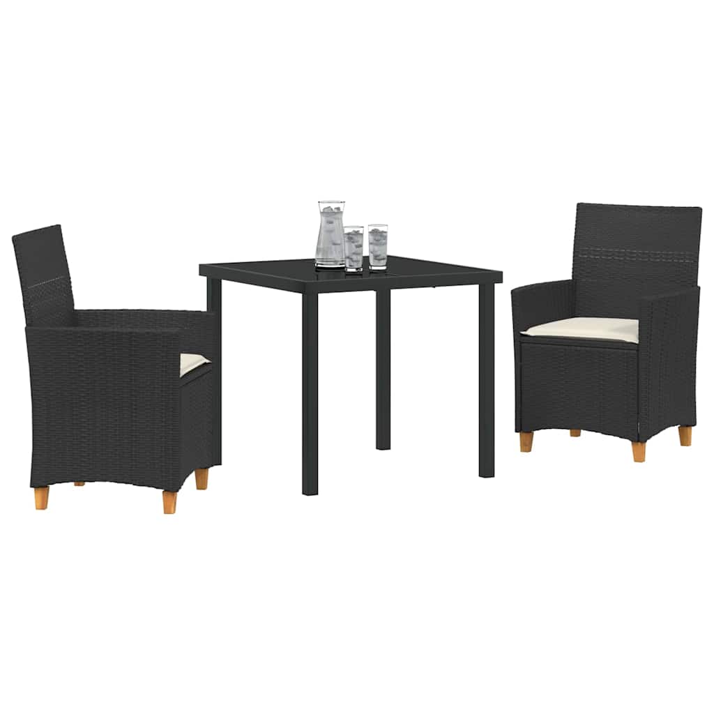 Have Spisebordssæt 3 pcs Sort polyrattan
