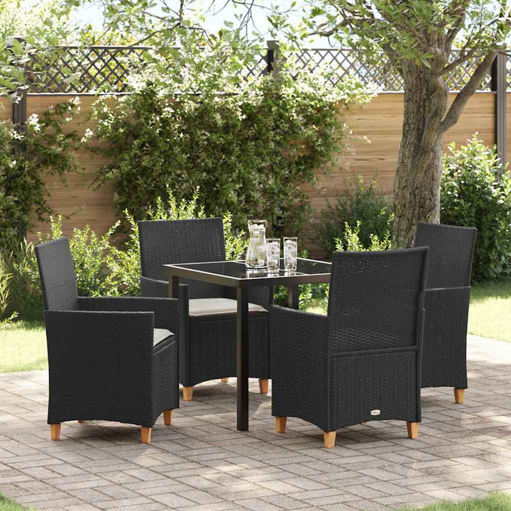Have Spisebordssæt 5 pcs Sort polyrattan