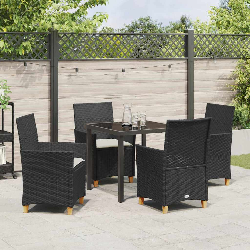 Have Spisebordssæt 5 pcs Sort polyrattan