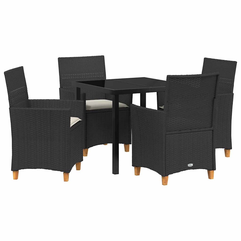 Have Spisebordssæt 5 pcs Sort polyrattan