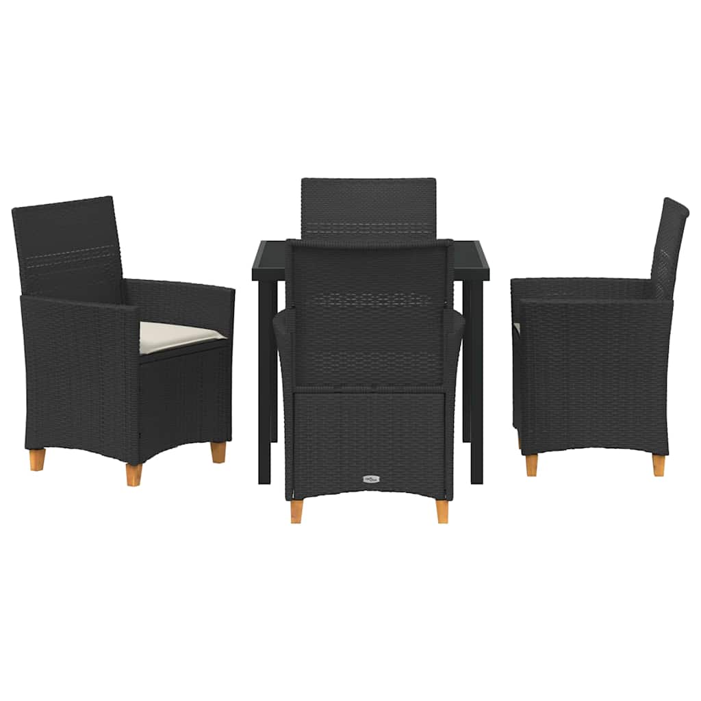 Have Spisebordssæt 5 pcs Sort polyrattan