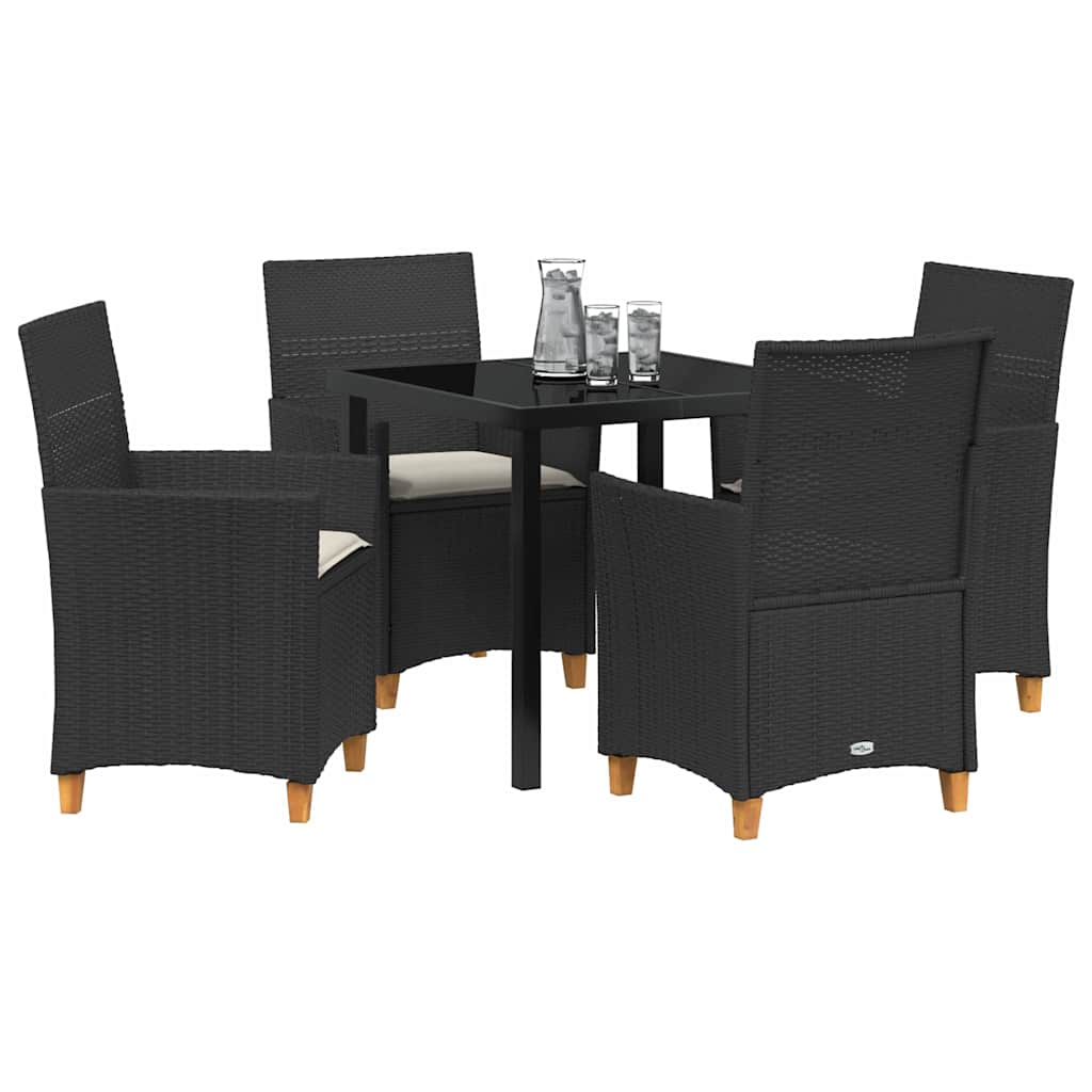Have Spisebordssæt 5 pcs Sort polyrattan