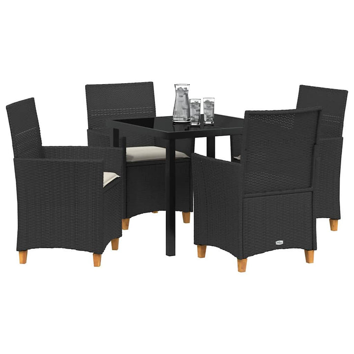 Have Spisebordssæt 5 pcs Sort polyrattan