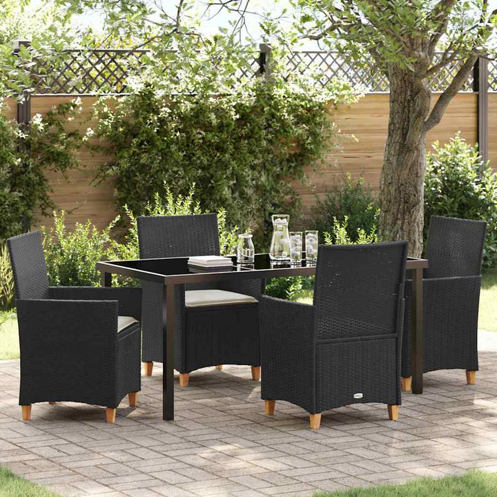 Have Spisebordssæt 5 pcs Sort polyrattan