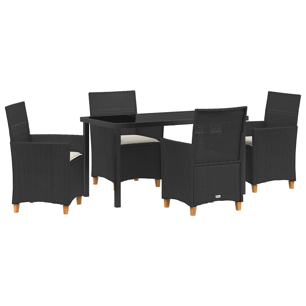 Have Spisebordssæt 5 pcs Sort polyrattan