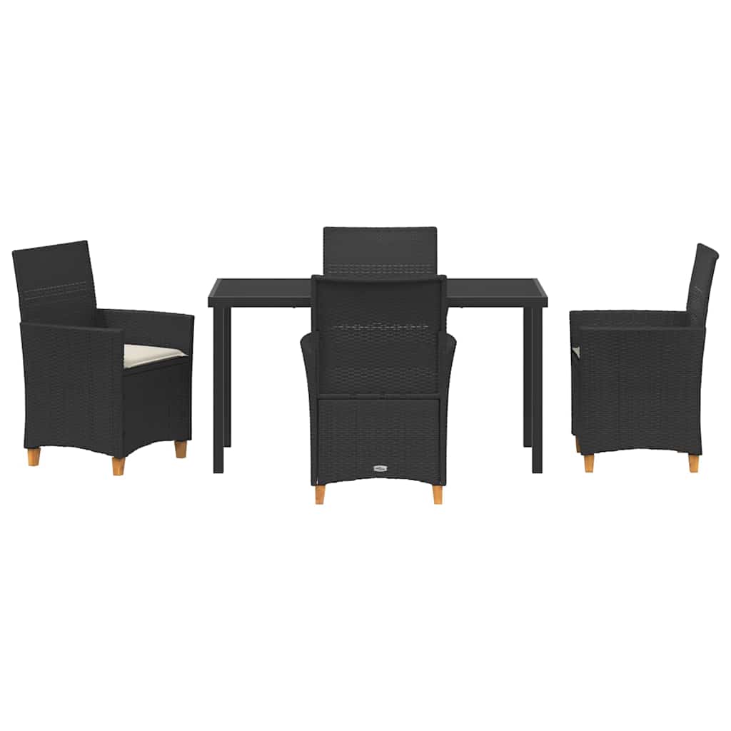 Have Spisebordssæt 5 pcs Sort polyrattan