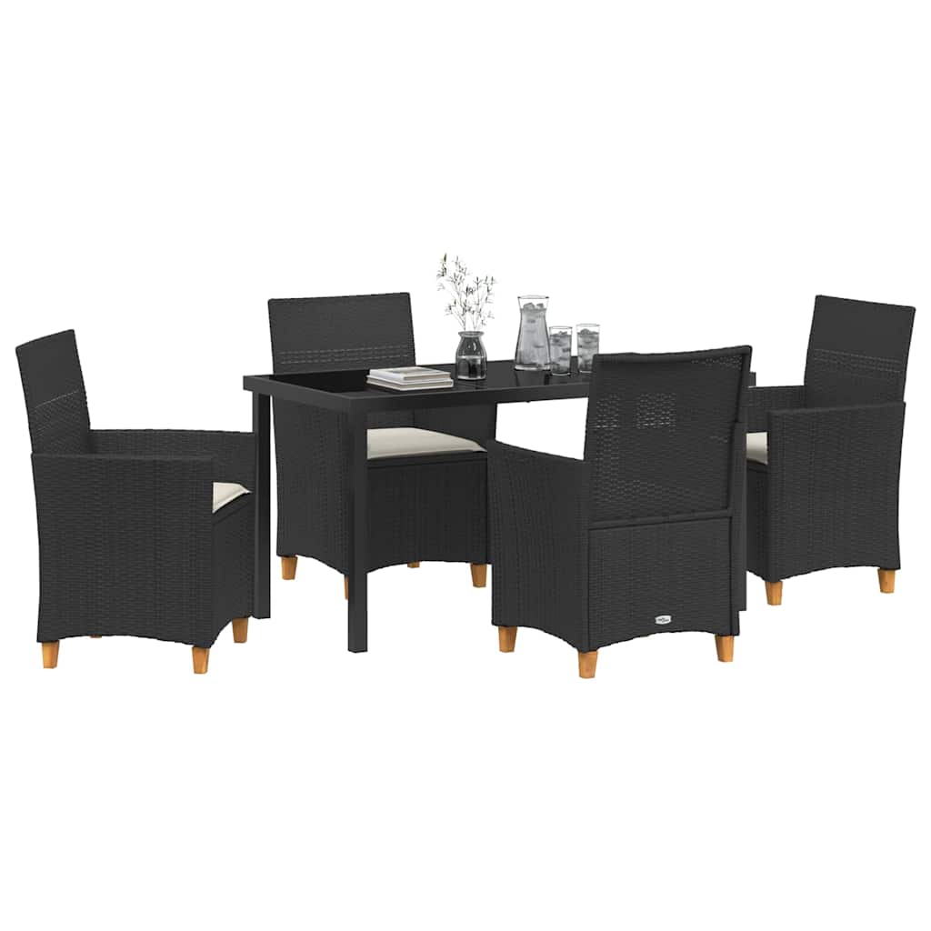 Have Spisebordssæt 5 pcs Sort polyrattan