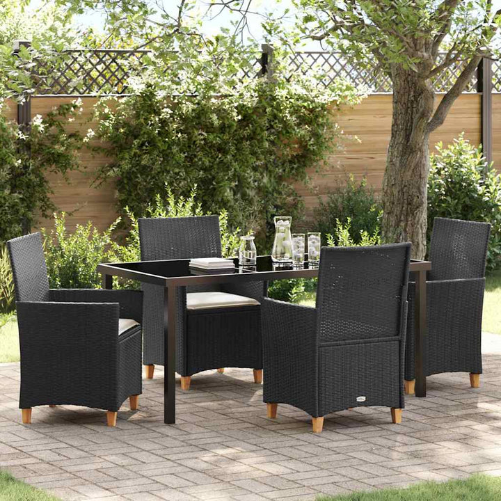 Have Spisebordssæt 5 pcs Sort polyrattan
