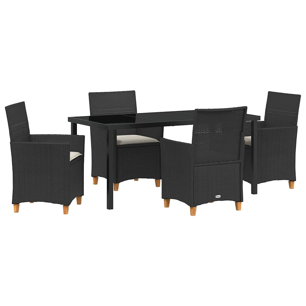 Have Spisebordssæt 5 pcs Sort polyrattan