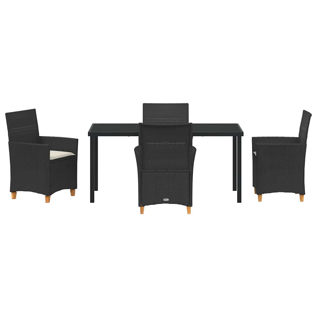 Have Spisebordssæt 5 pcs Sort polyrattan