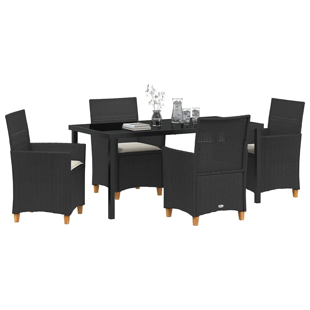 Have Spisebordssæt 5 pcs Sort polyrattan