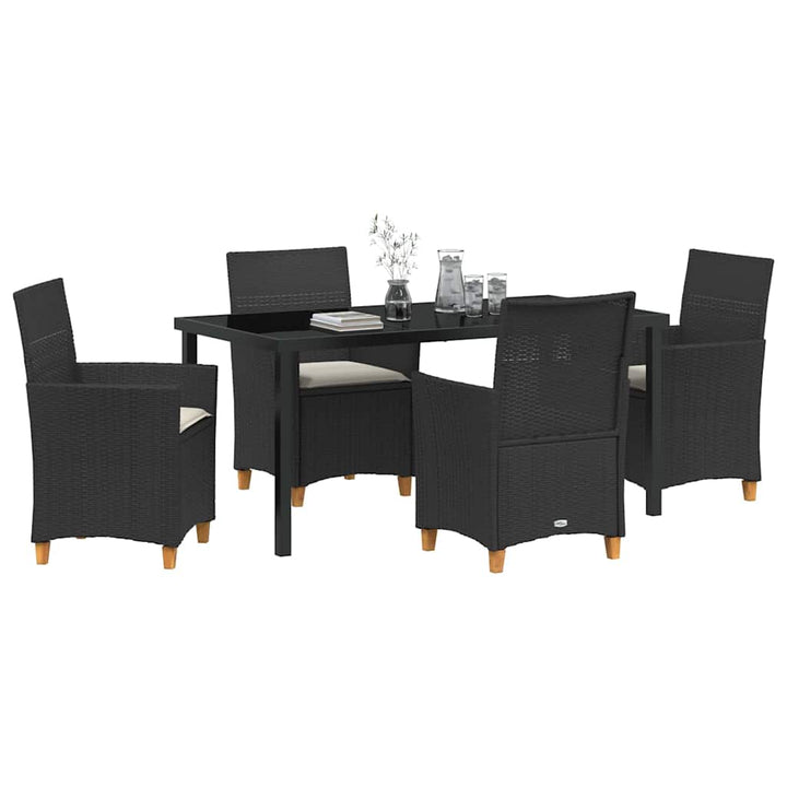 Have Spisebordssæt 5 pcs Sort polyrattan
