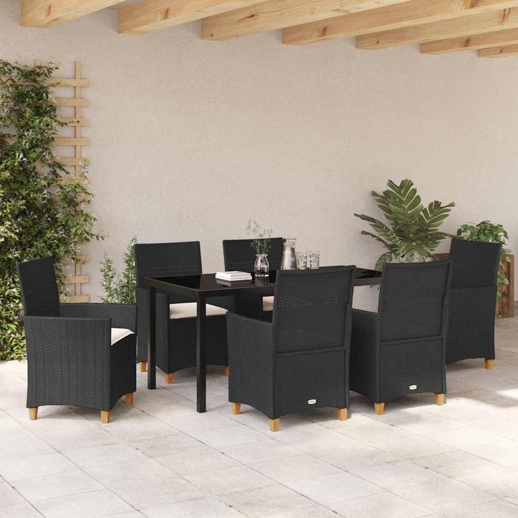 Have Spisebordssæt 7 pcs Sort polyrattan