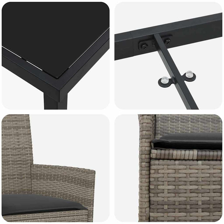 Have Spisebordssæt 3 pcs Grå polyrattan