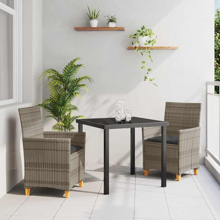 Have Spisebordssæt 3 pcs Grå polyrattan