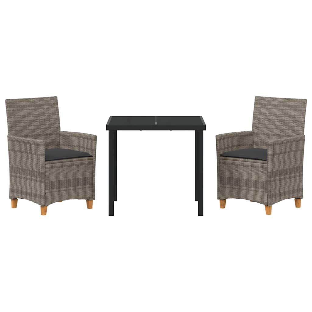 Have Spisebordssæt 3 pcs Grå polyrattan