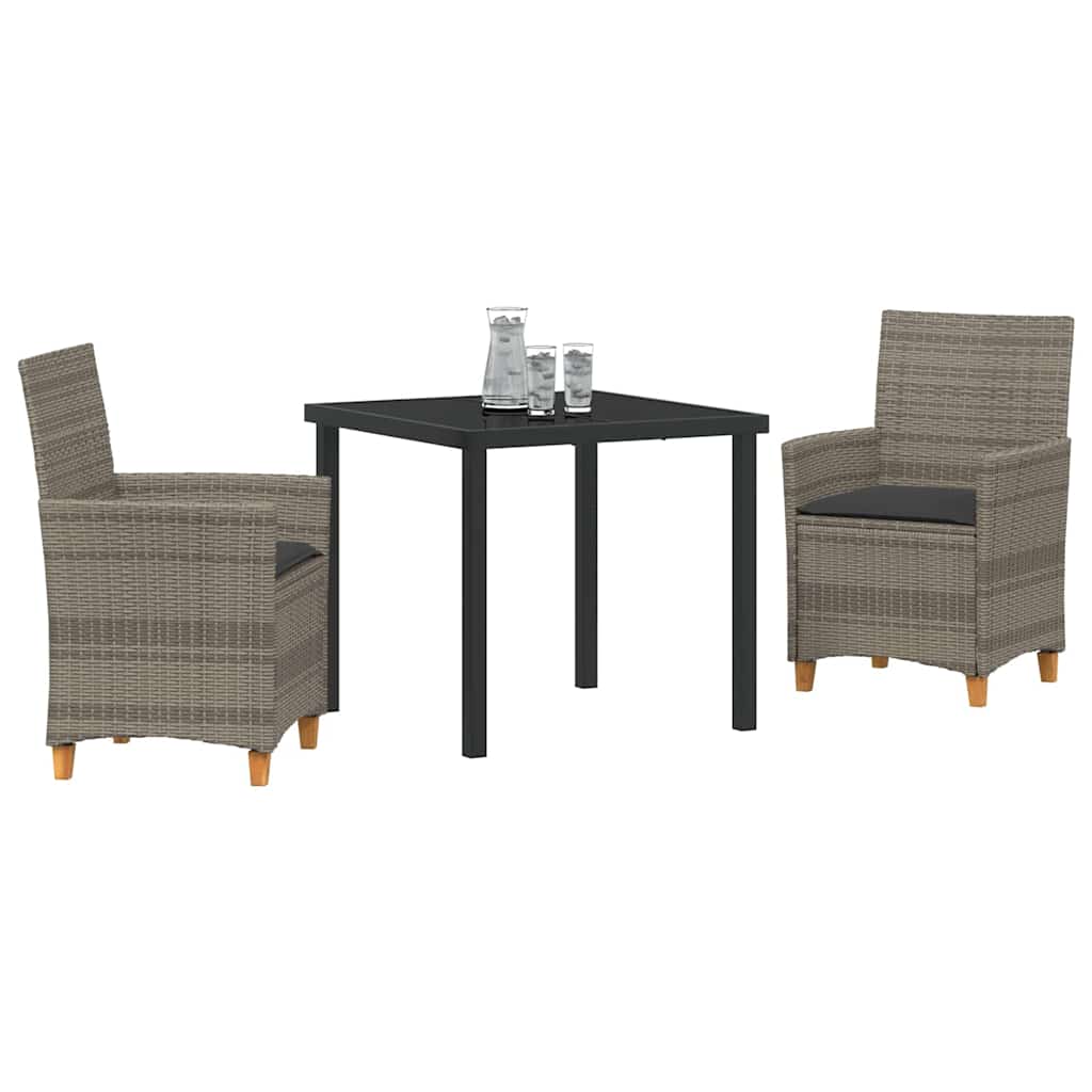 Have Spisebordssæt 3 pcs Grå polyrattan