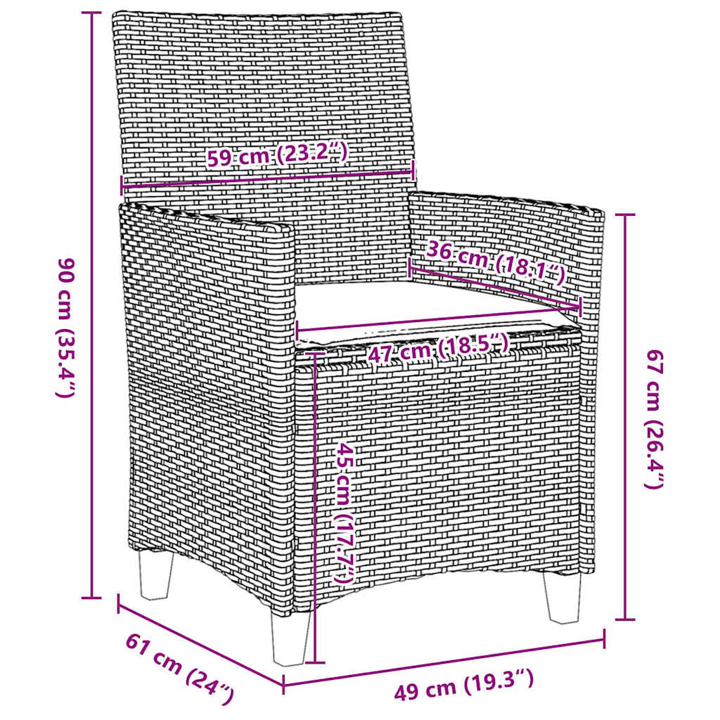 Have Spisebordssæt 3 pcs Grå polyrattan