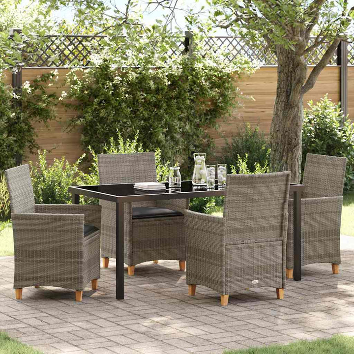 Have Spisebordssæt 5 pcs Grå polyrattan