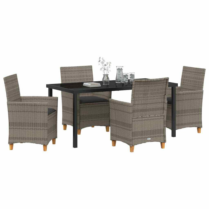 Have Spisebordssæt 5 pcs Grå polyrattan