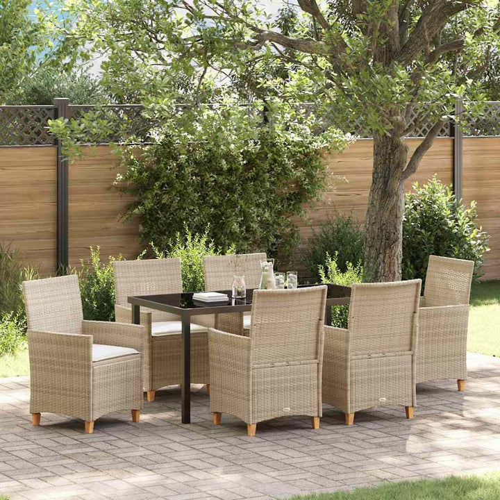 Have Spisebordssæt 7 pcs Beige polyrattan