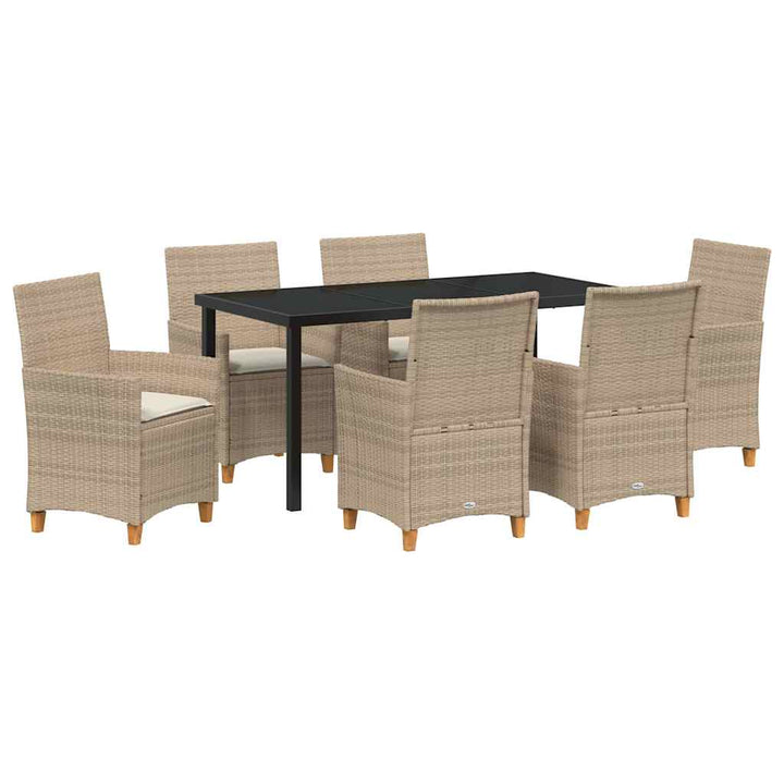 Have Spisebordssæt 7 pcs Beige polyrattan