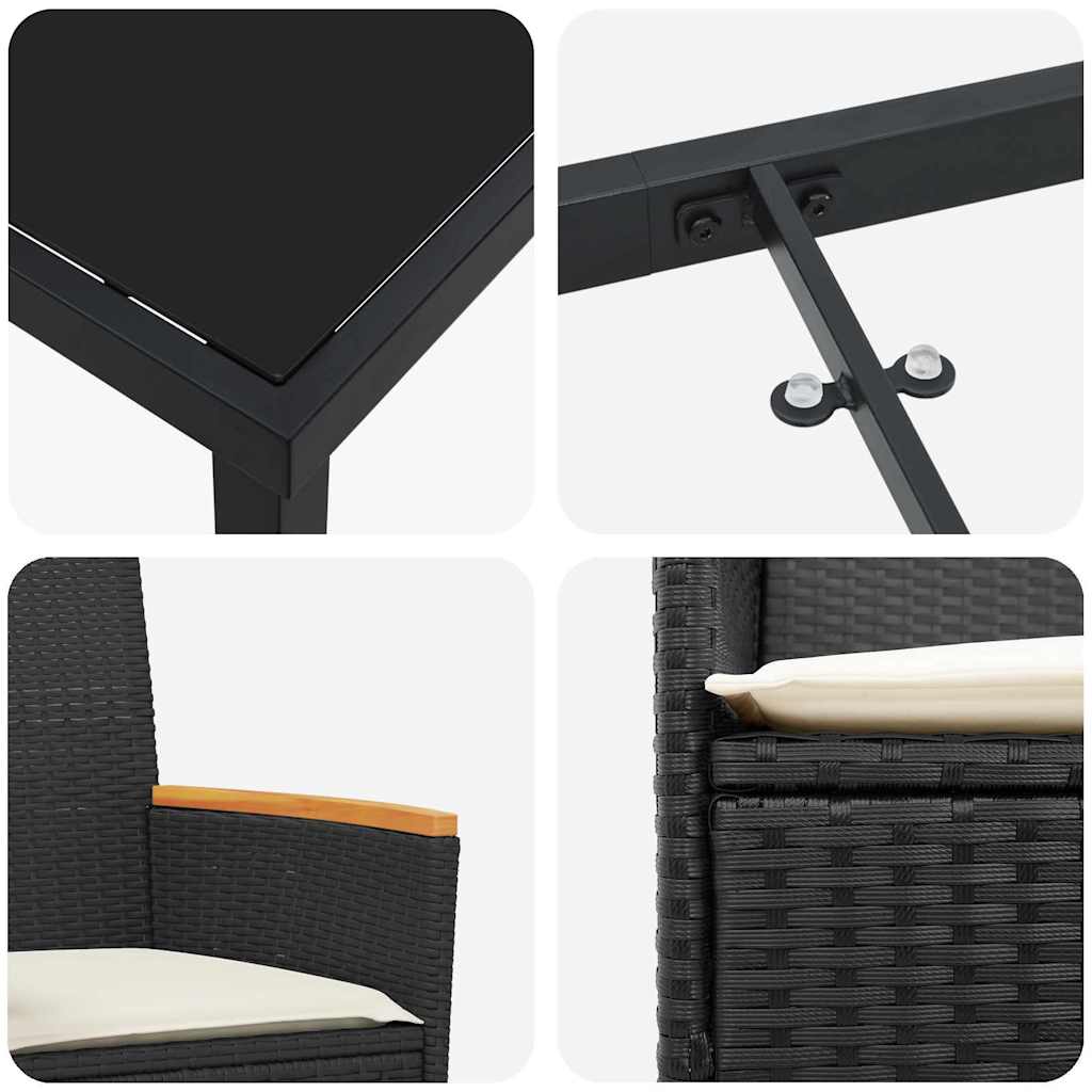 Have Spisebordssæt 3 pcs Sort polyrattan
