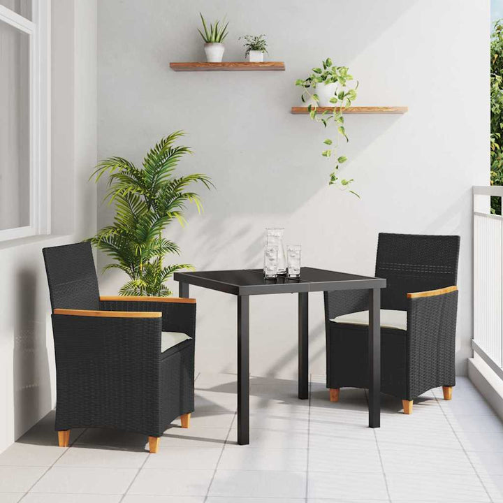 Have Spisebordssæt 3 pcs Sort polyrattan