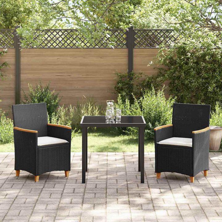 Have Spisebordssæt 3 pcs Sort polyrattan