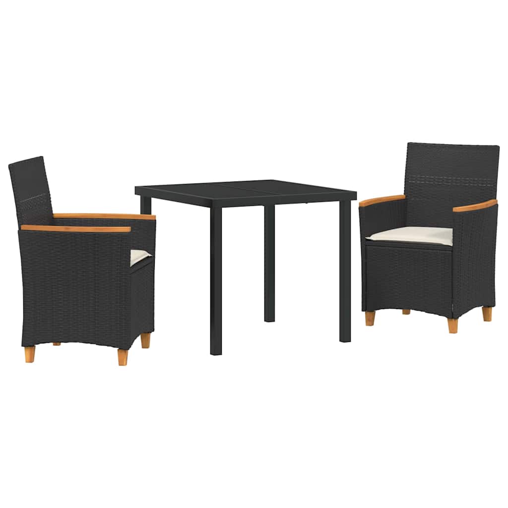 Have Spisebordssæt 3 pcs Sort polyrattan