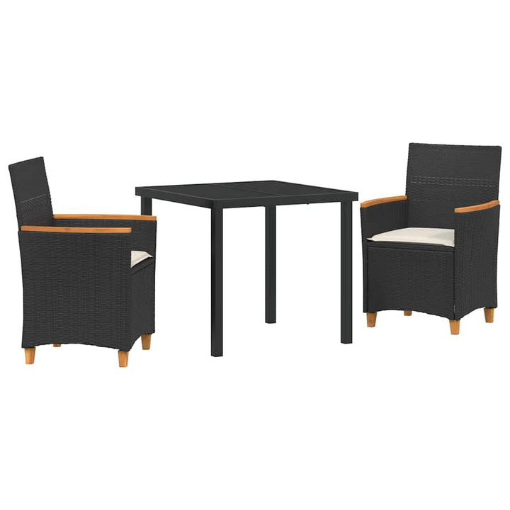 Have Spisebordssæt 3 pcs Sort polyrattan