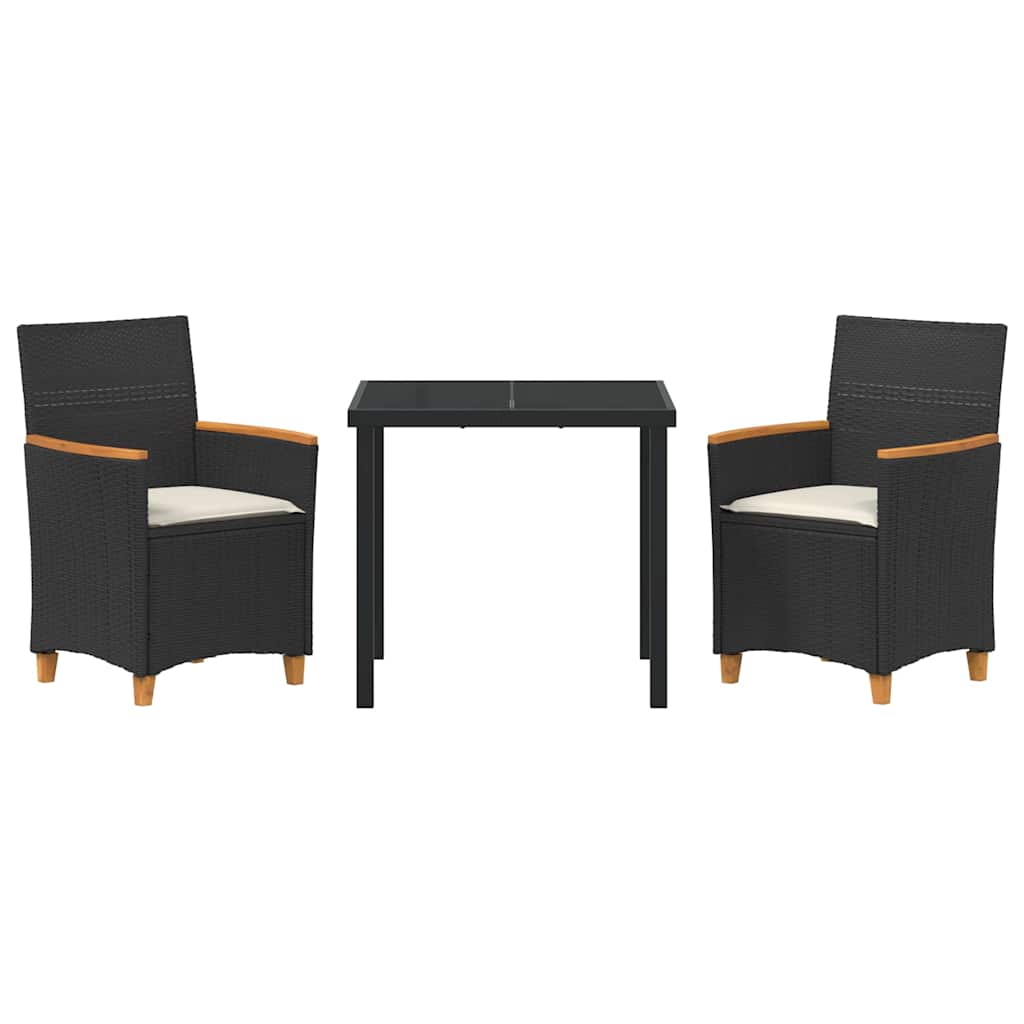 Have Spisebordssæt 3 pcs Sort polyrattan