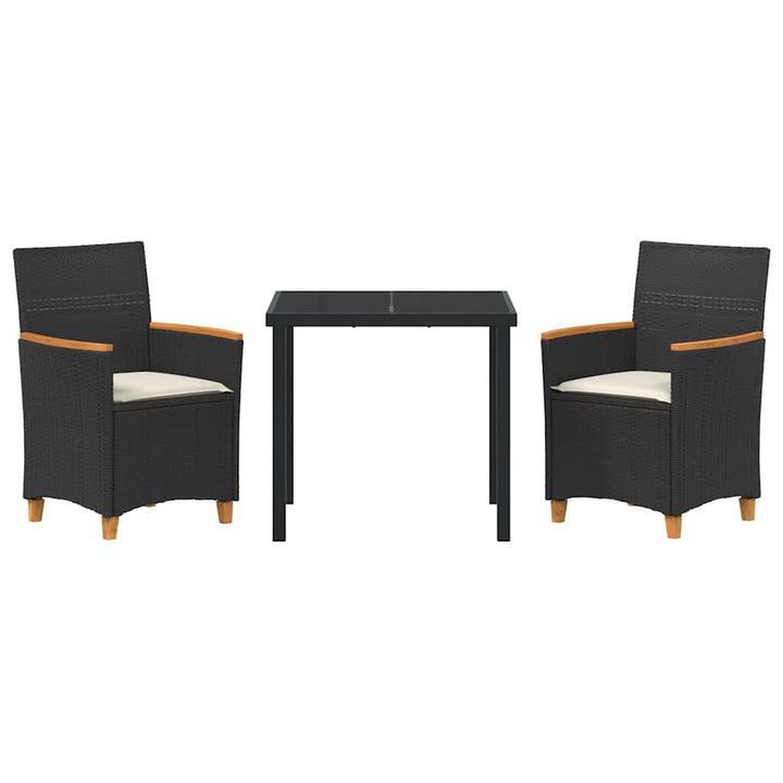 Have Spisebordssæt 3 pcs Sort polyrattan