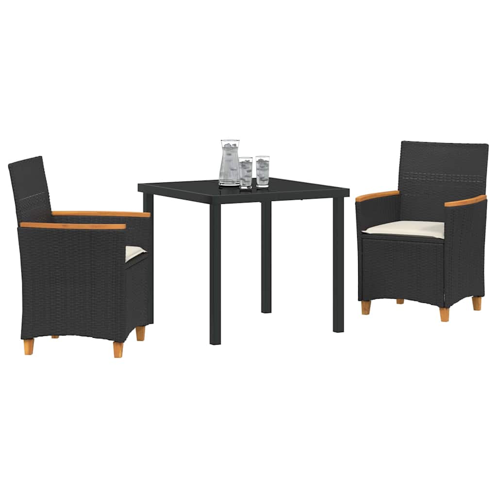 Have Spisebordssæt 3 pcs Sort polyrattan