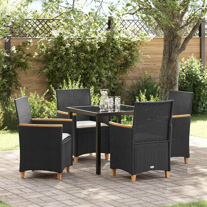 Have Spisebordssæt 5 pcs Sort polyrattan