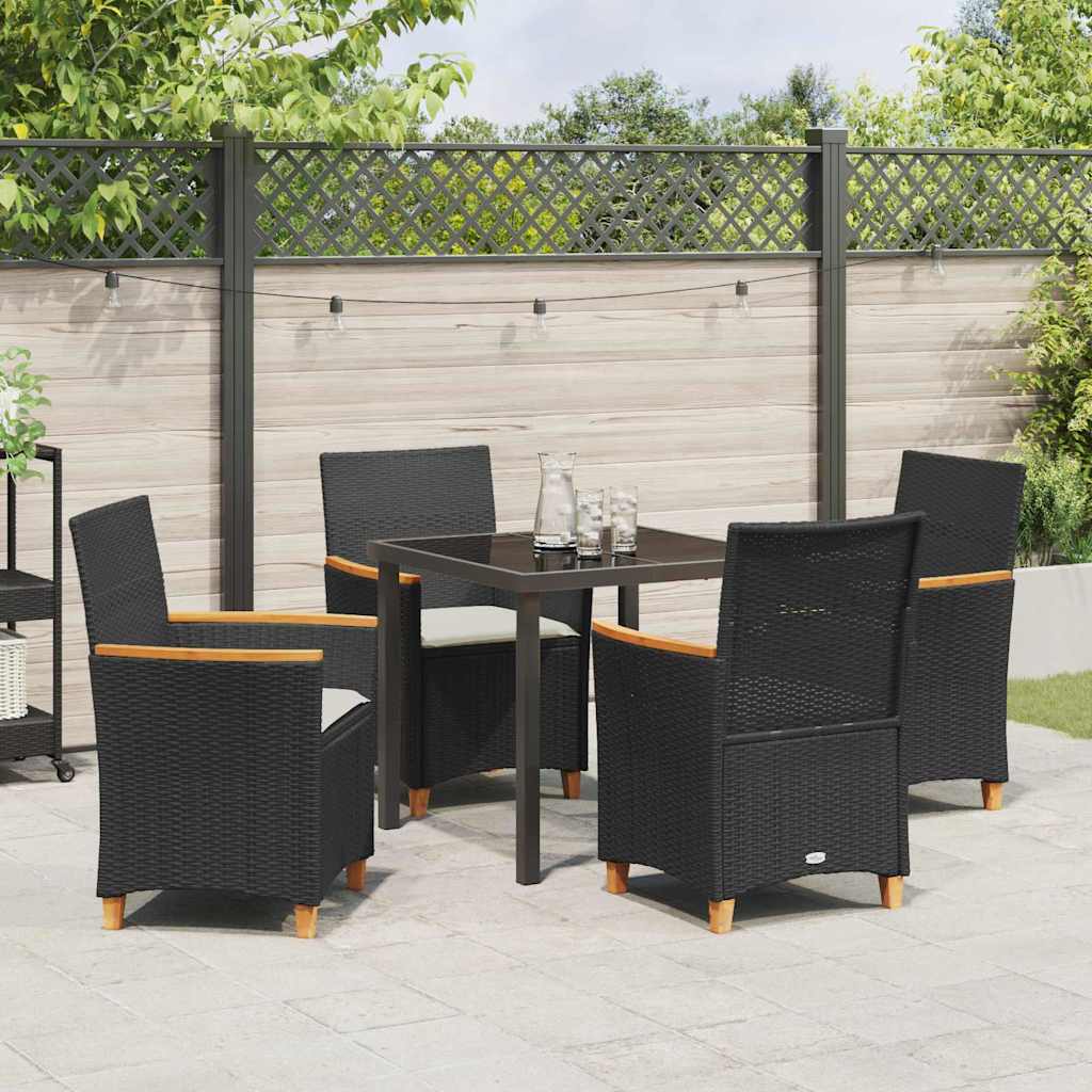 Have Spisebordssæt 5 pcs Sort polyrattan