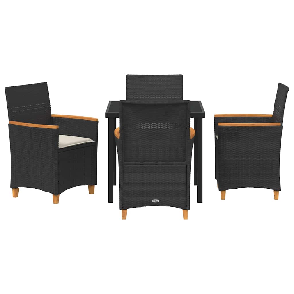 Have Spisebordssæt 5 pcs Sort polyrattan