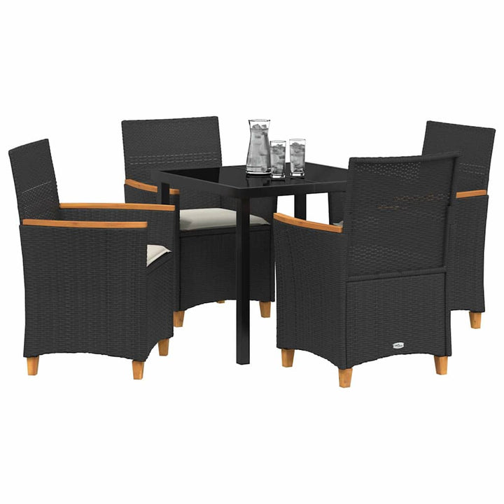 Have Spisebordssæt 5 pcs Sort polyrattan