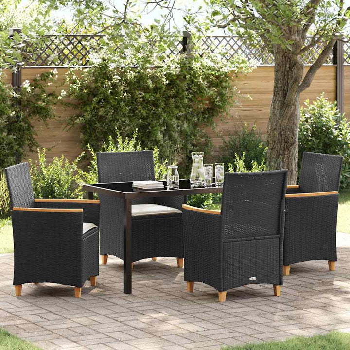 Have Spisebordssæt 5 pcs Sort polyrattan