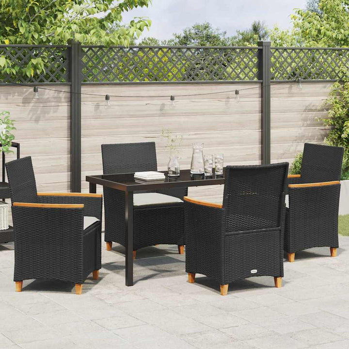Have Spisebordssæt 5 pcs Sort polyrattan