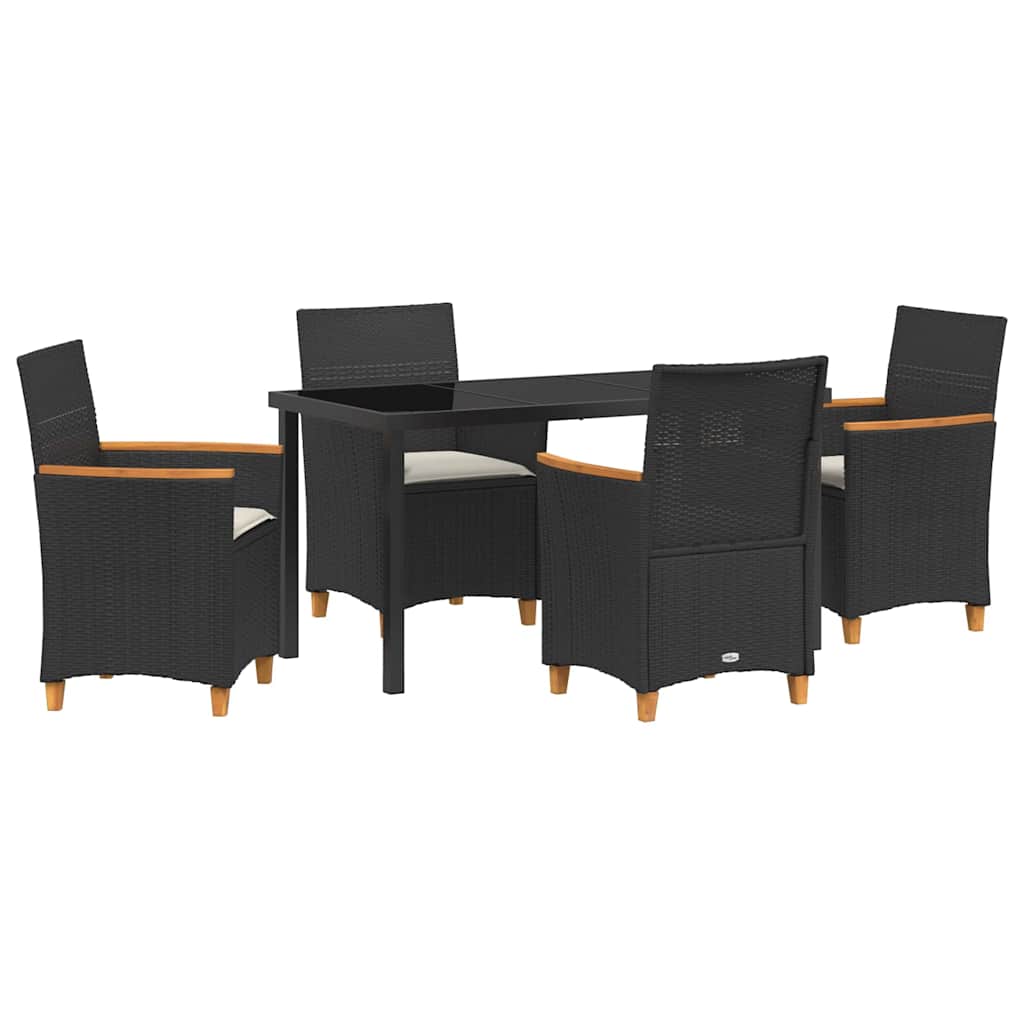Have Spisebordssæt 5 pcs Sort polyrattan