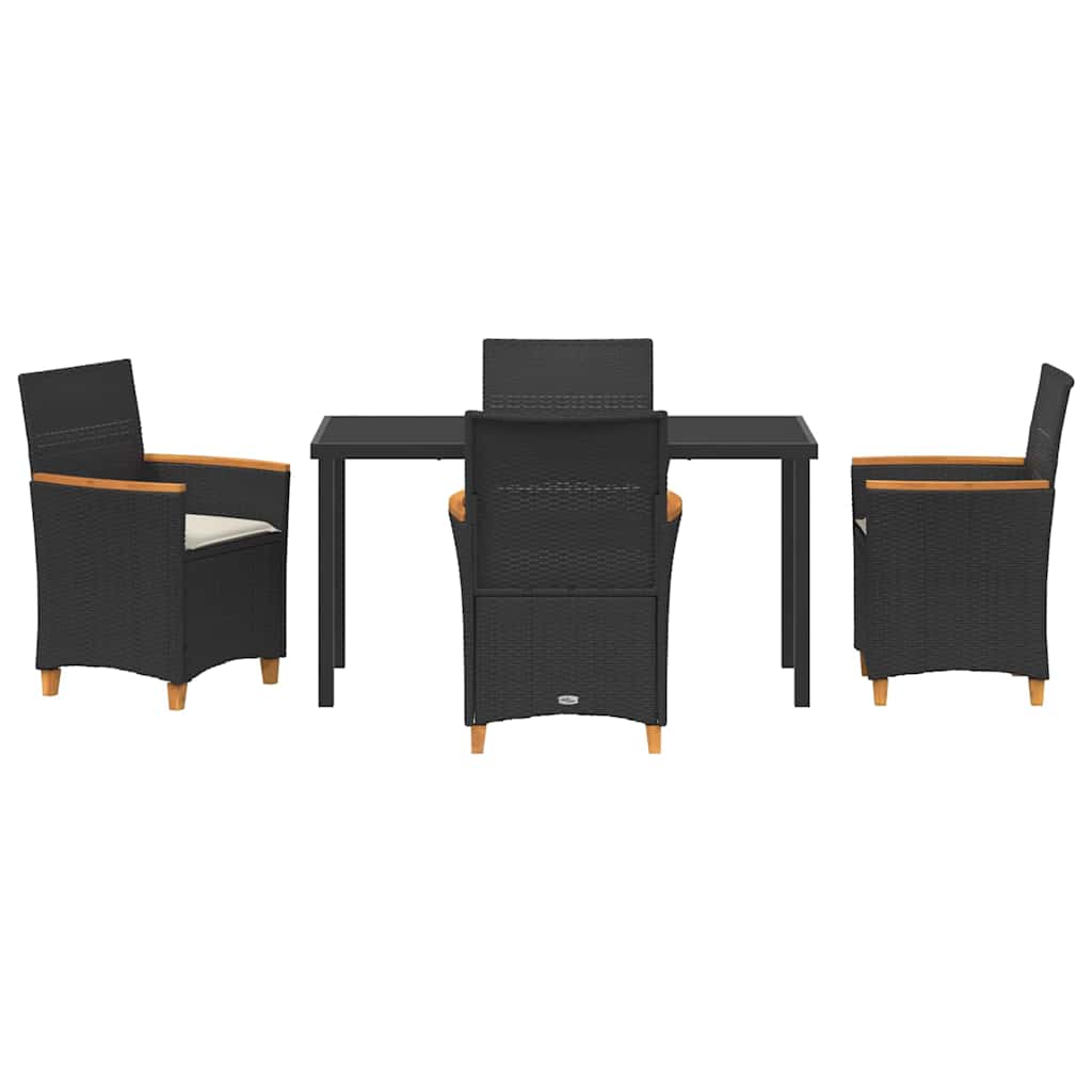 Have Spisebordssæt 5 pcs Sort polyrattan