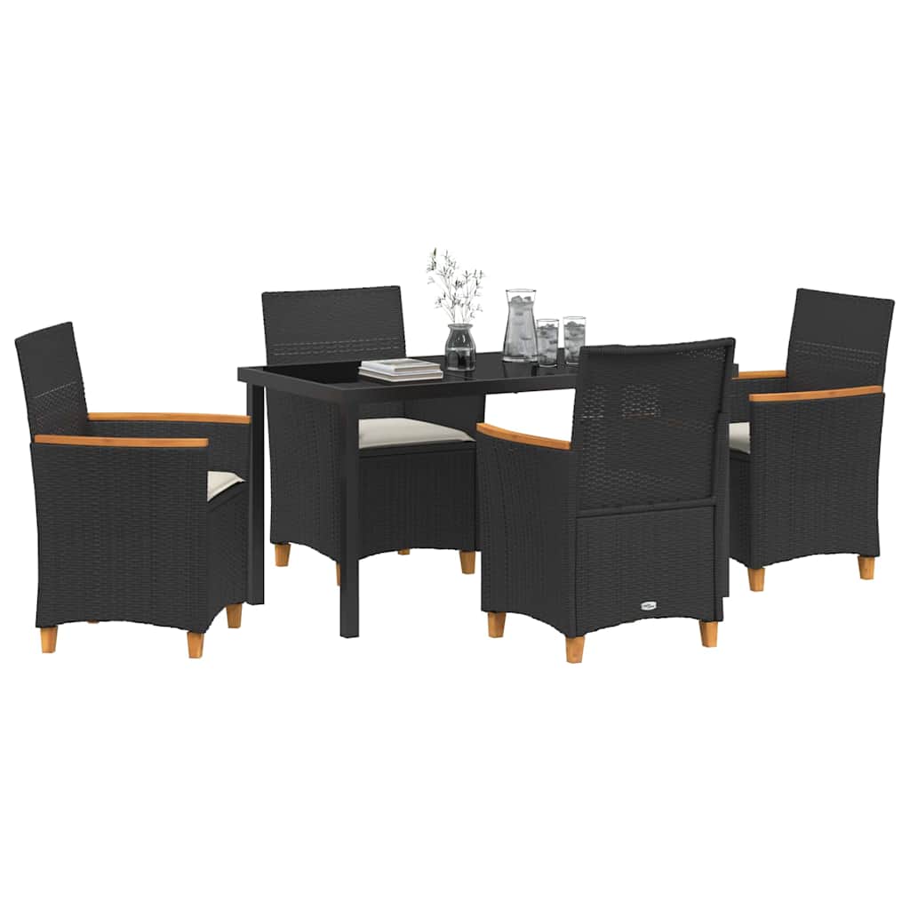Have Spisebordssæt 5 pcs Sort polyrattan