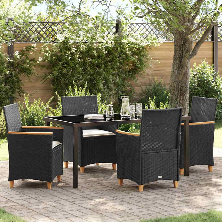 Have Spisebordssæt 5 pcs Sort polyrattan