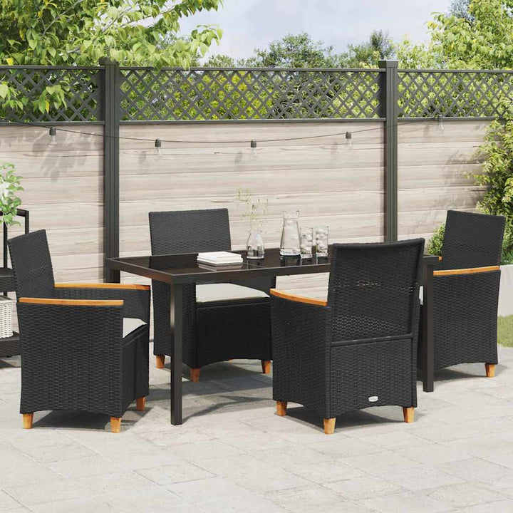 Have Spisebordssæt 5 pcs Sort polyrattan