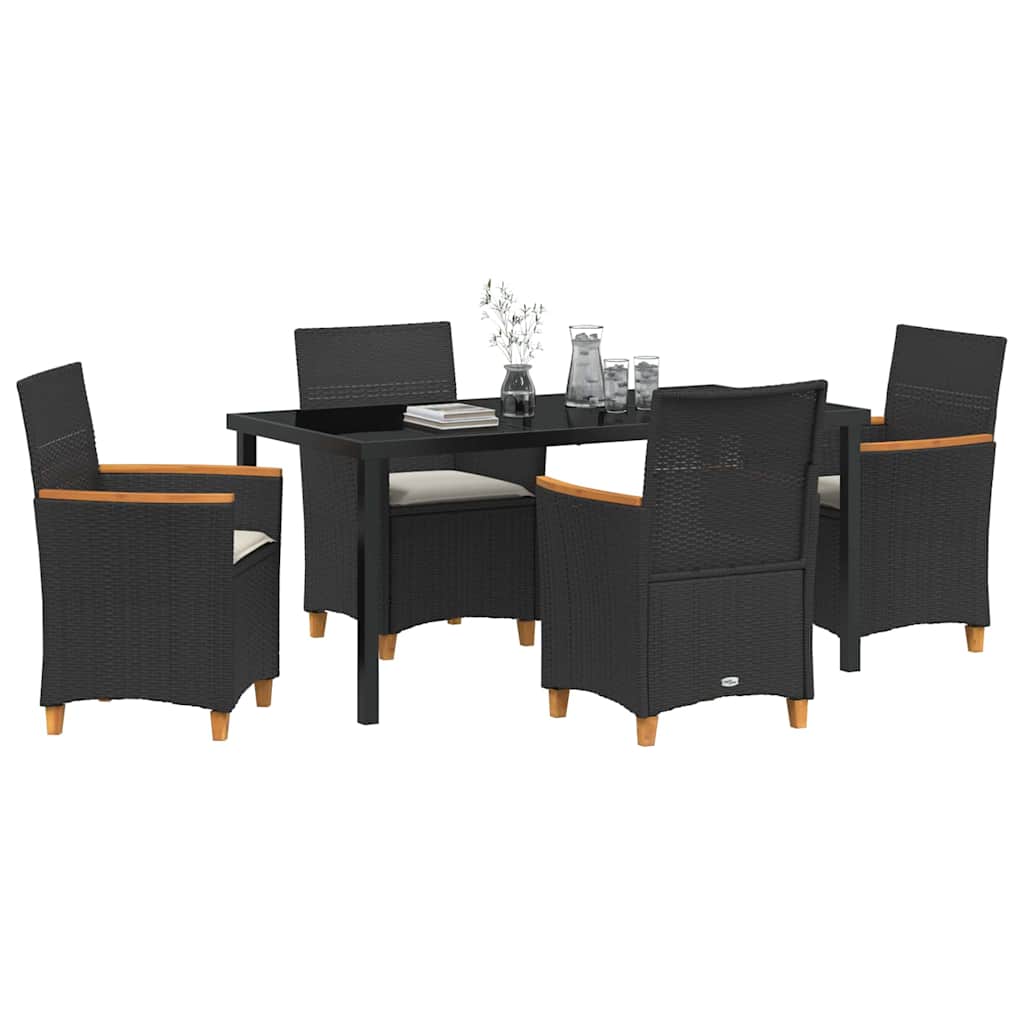 Have Spisebordssæt 5 pcs Sort polyrattan