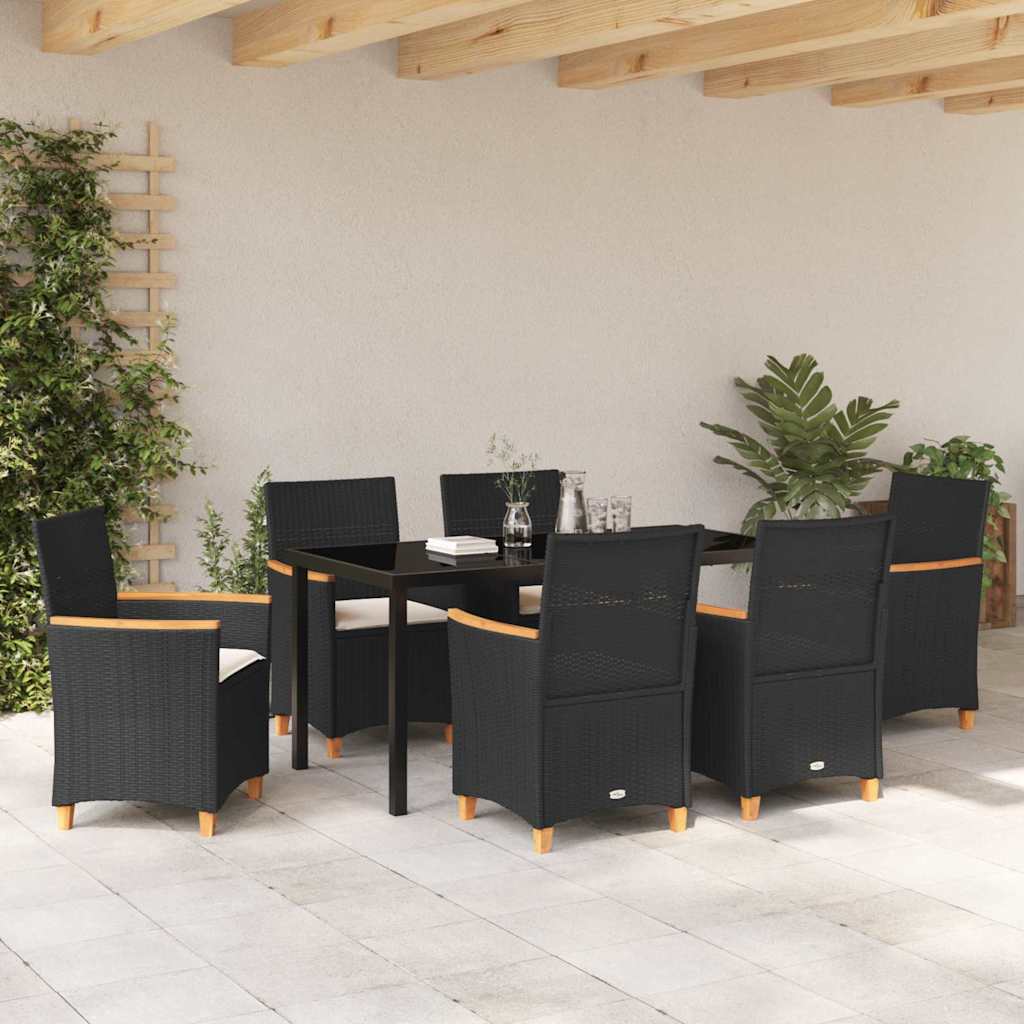 Have Spisebordssæt 7 pcs Sort polyrattan