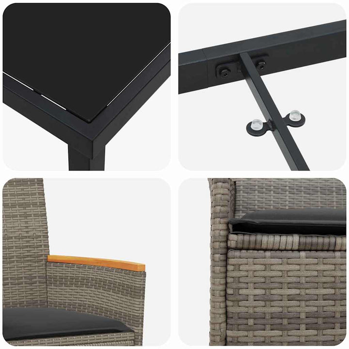 Have Spisebordssæt 3 pcs Grå polyrattan