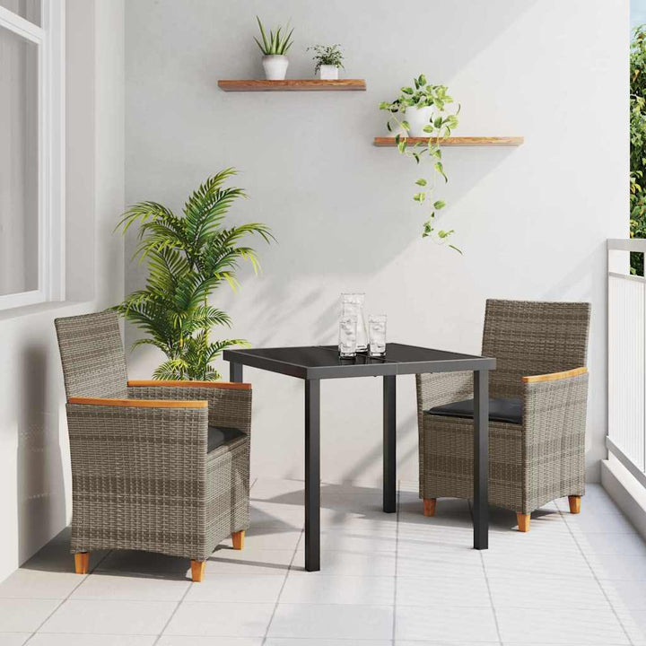 Have Spisebordssæt 3 pcs Grå polyrattan
